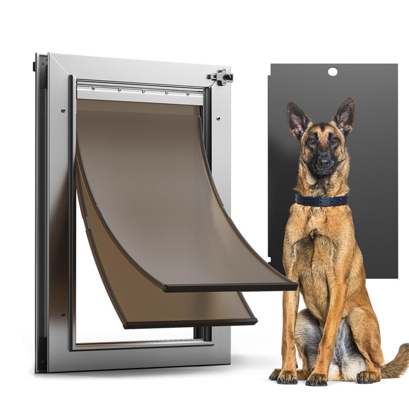 VOSOIR Dog Door, All Aluminum Large Dog Door, Heavy Duty Doggy Doggie Pet Door for Install in Interi