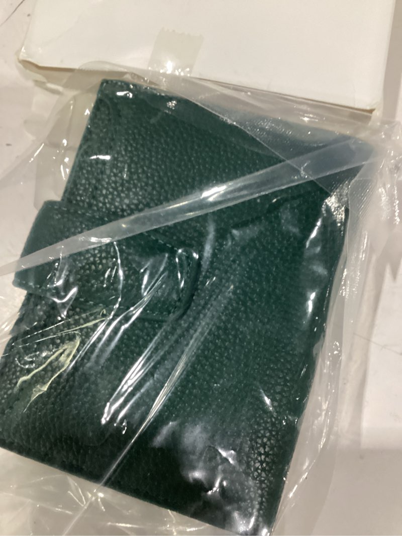 Condition photo showing New/Like New for airkit small wallet women rfid blocking soft leather bifold compact card holder wallet for women with zipper coin pocket 4 id window forest green