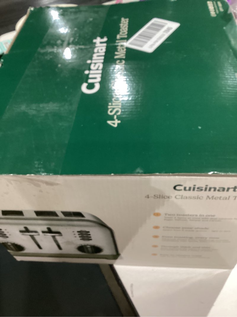 Condition photo showing Good Condition for Cuisinart 4 Slice Compact Stainless Steel Toaster with Extra-Wide Slots for Bread, French Toast, Bagels & Pastries, Defrost & Reheat Functions, CPT-180P1, Brushed Stainless, Removable Crumb Tray