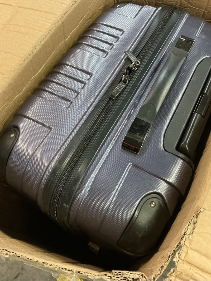 Condition photo showing As Is for Kenneth Cole REACTION Out of Bounds Lightweight Hardshell 4-Wheel Spinner Luggage, Smokey Purple, 28-Inch Checked 28-Inch Checked Smokey Purple