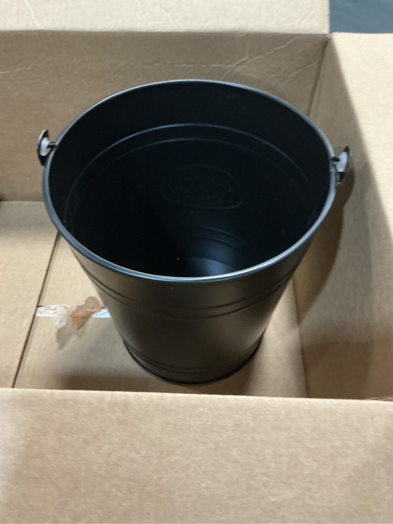 Condition photo showing Good Condition for autumn alley farmhouse bathroom trash can - decorative rustic black trash can bucket with wooden handle for bathroom, bedroom, office, kitchen, western country home décor, 2 gal., matte black