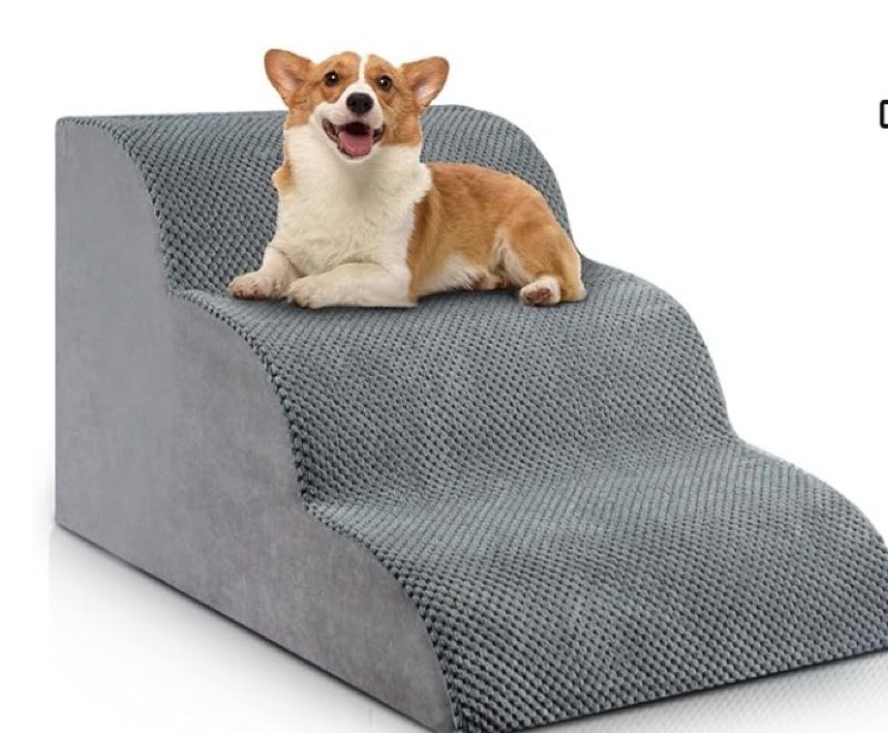 Chic Threads Dog Stairs for Small Dogs, 3-Step Dog Stairs for High Beds and Couch, Pet Steps for Small Dogs and Cats?Non-Slip Stable Indoor Dog Steps