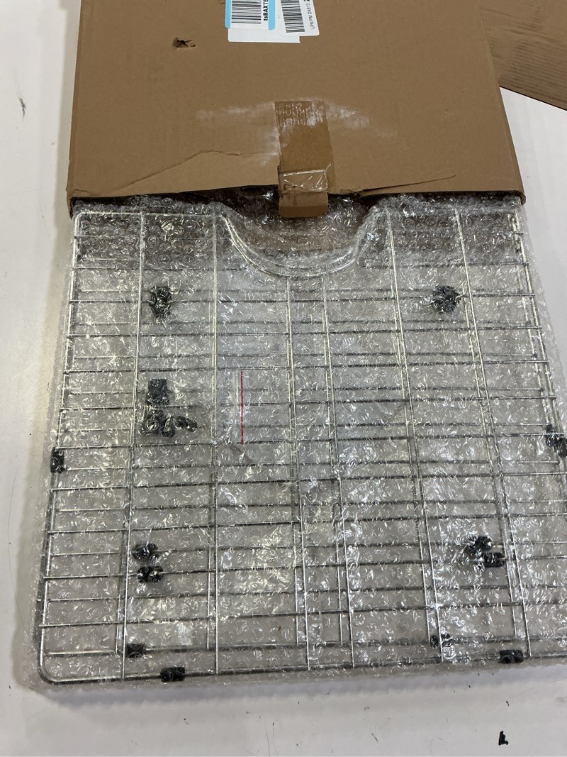 Condition photo showing New/Like New for chilinii sink protectors for kitchen sink 30" x 16" - rectangular extra large sink grid for kitchen sink bottom, rust-resistant drainage rack with scratch prevention centered drain 30*16 center drain
