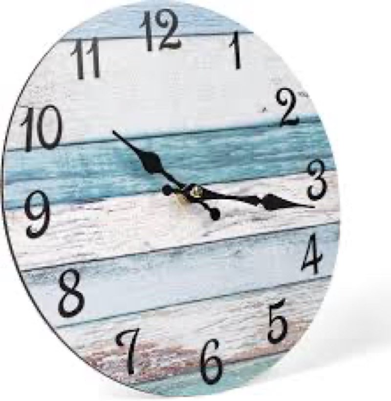 homotte wall clock, 10 inch battery operated clocks living room decor, silent non-ticking bathroom wall clock, round country retro rustic style wall clock for home bedroom office