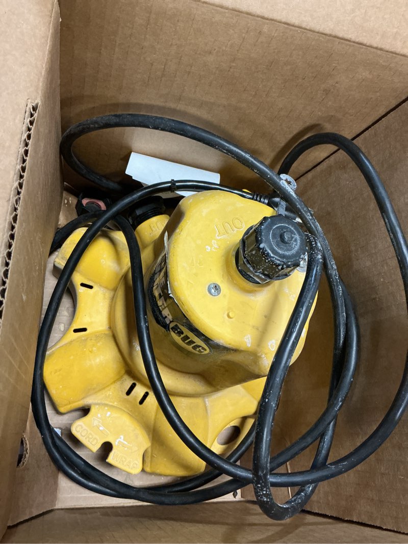 Condition photo showing As Is for wayne - waterbug 1/6 hp 1350 gph submersible pump with multi-flo technology - water removal and transfer pump, yellow waterbug original