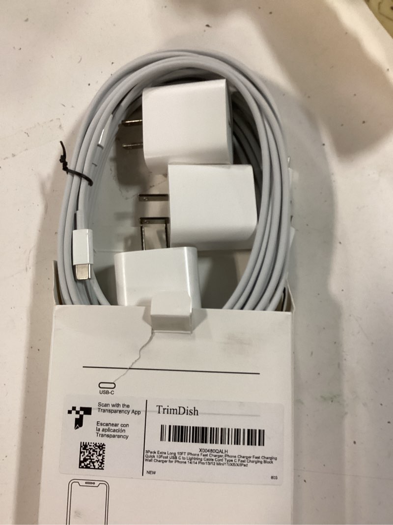 Condition photo showing Good Condition for 10FT iPhone Fast Charger,3Pack Extra Long[Apple MFi Certified]iPhone Charger Fast Charging Quick 10Foot USB C to Lightning Cable Cord Adapter Block for iPhone 14 Pro Max/14 Plus/13/12Mini/11/XS/X/iPad 3Pack C-L 10FT