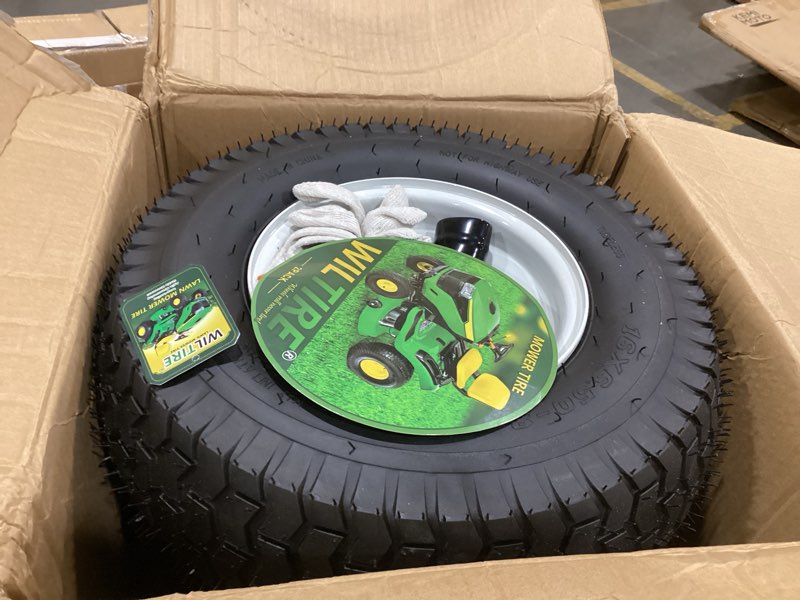 Condition photo showing Good Condition for wiltire 15x6.00-6 tire and wheel assembly (2 pack),replacement riding lawn mower front tires - with 3" centered hub and 3/4" bushings (extra 5/8" bushings)
