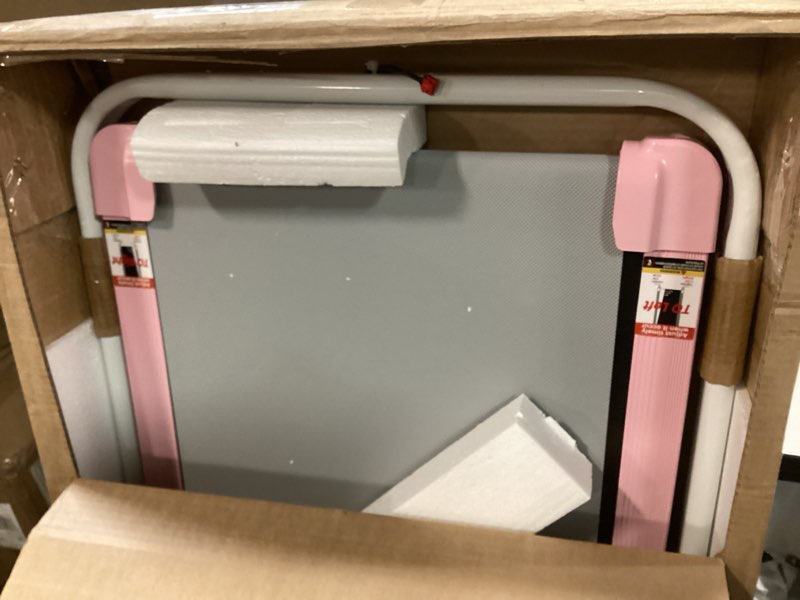 Condition photo showing As Is for Foldable Treadmill with 8% Incline, Upgrade 3.5HP Low Noise Walking Pad Treadmill with Handle Bar, Trisomy 4 in 1 Portable Under Desk Treadmills for Home/Office, 330 Lbs Capacity, APP & Remote Control pink