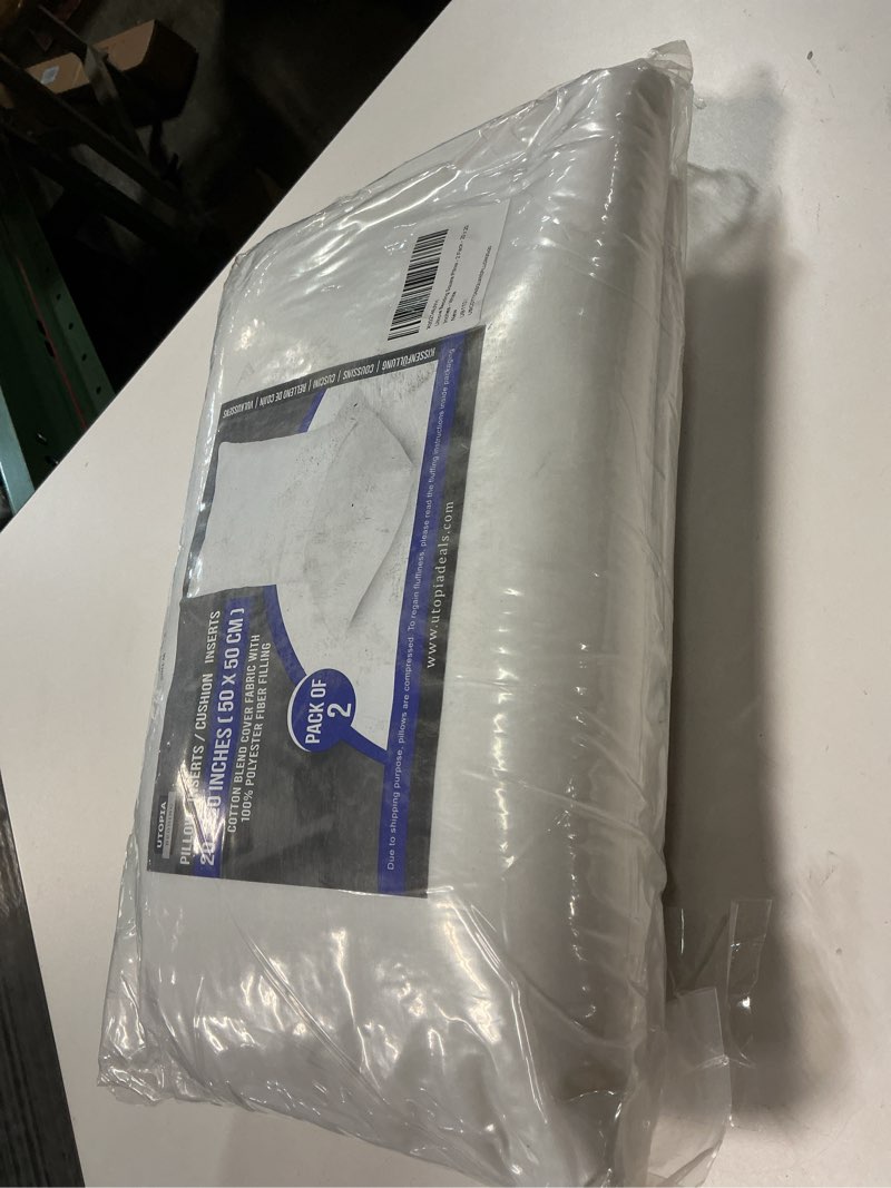 Condition photo showing New/Like New for Utopia Bedding Throw Pillows Insert (Pack of 2, White) - 20 x 20 Inches Bed and Couch Pillows - Indoor Decorative Pillow
