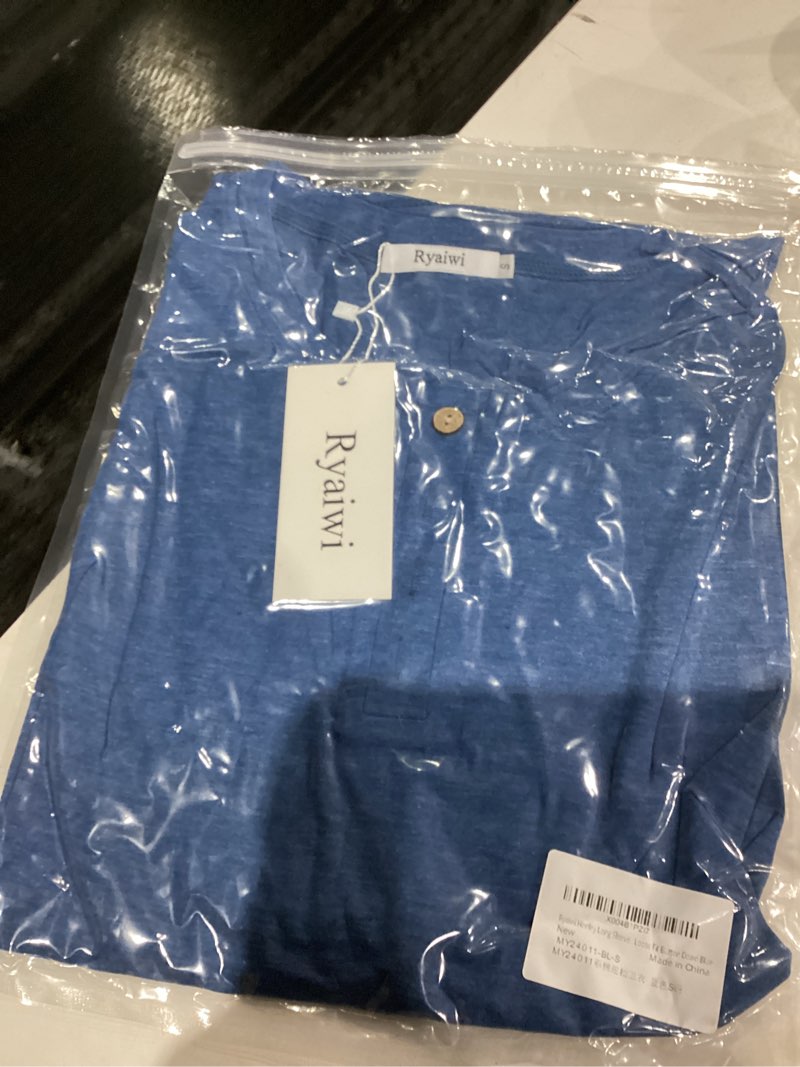 Condition photo showing New/Like New for Henley Long Sleeve Shirts for Women, Lightweight Long Sleeve Tops for Women Loose Fit Basic Pullover with Button Small Black