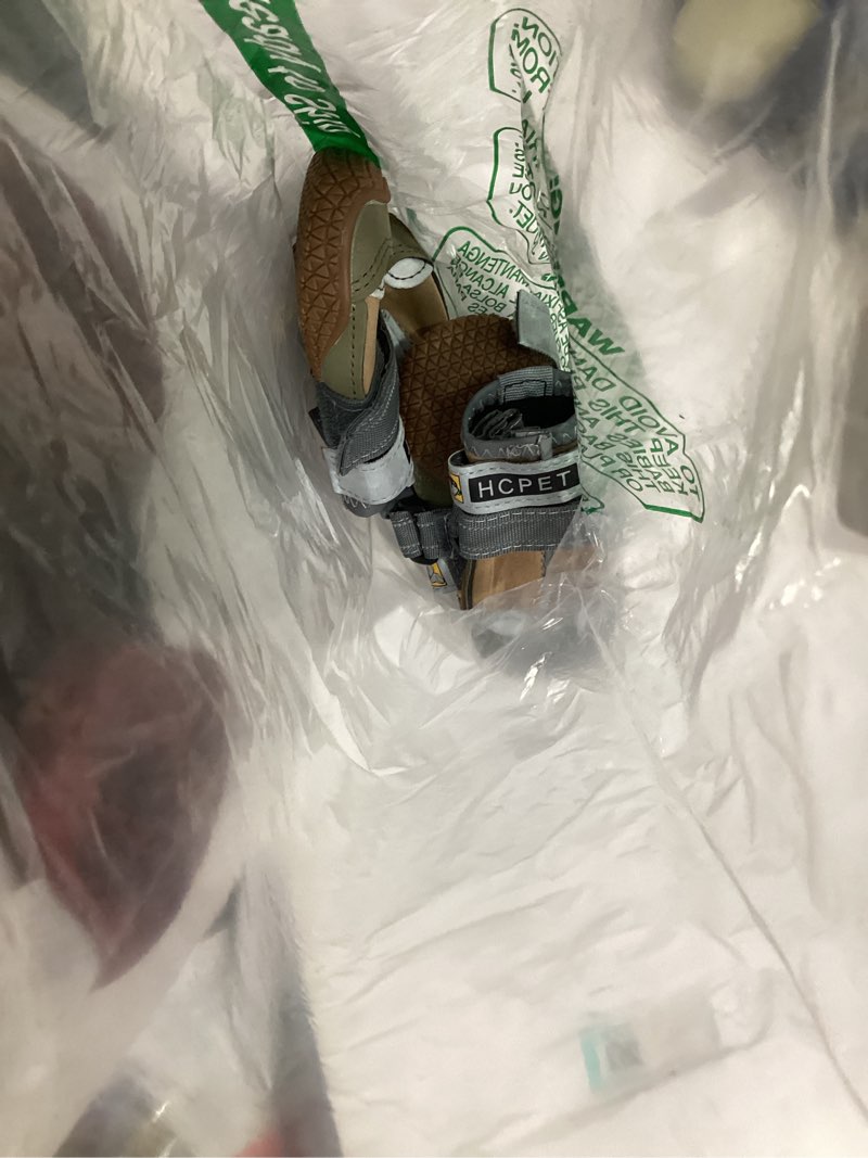 Condition photo showing Good Condition for hcpet dog shoes for large dogs, waterproof dog booties for small medium dogs, anti-slip dog boots & paw protectors for hot pavement winter snow hiking with reflective straps khaki size 1 khaki #1 (width 1.37 inch) for 10-23 lbs