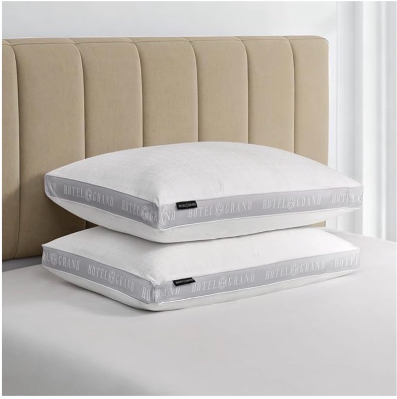 Hotel Grand Bed Pillows King Size Set of 2, 500 Thread Count Cotton Cover, Down Alternative Hotel Pi