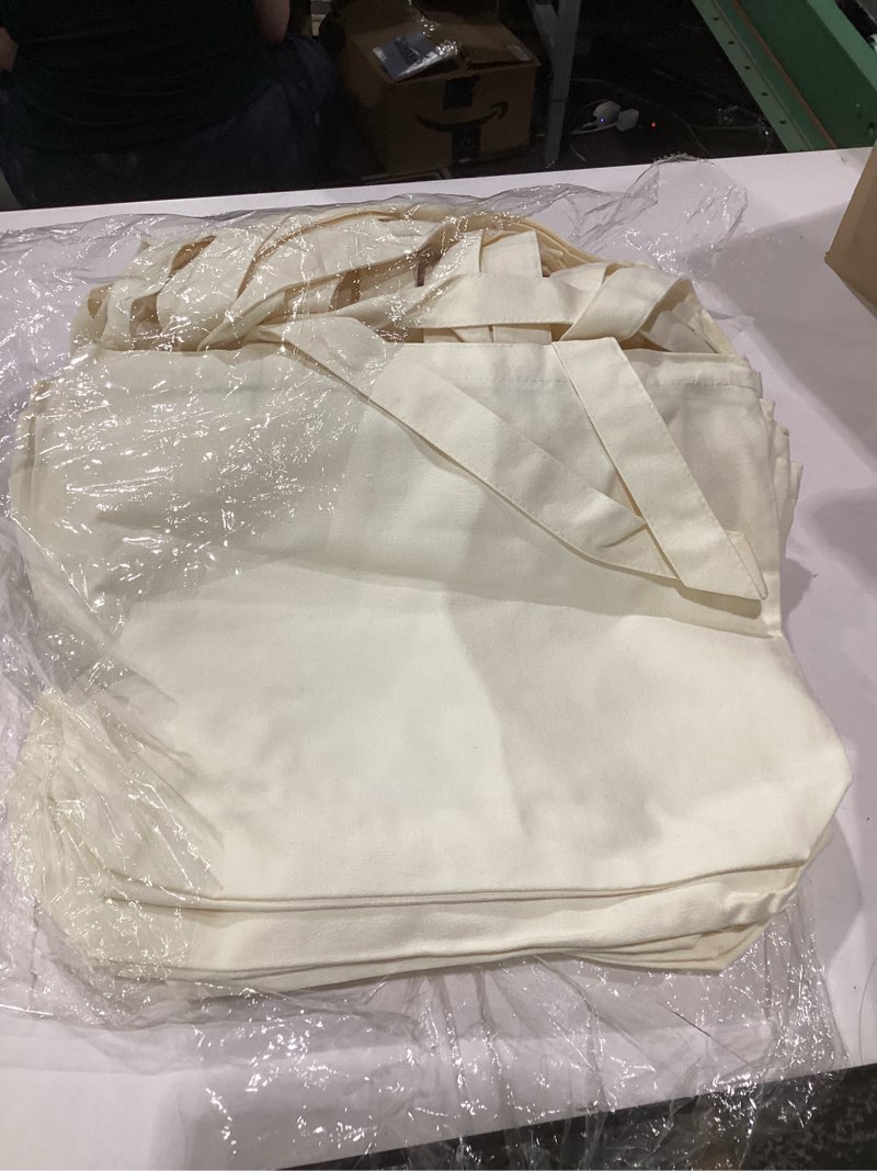 Condition photo showing Good Condition for silkfly 20 pcs canvas tote bags bulk 16.5x13.4'' blank cotton canvas bag with zipper handles reusable plain grocery makeup handbag for diy (beige) 16.5x13.4'' beige 20
