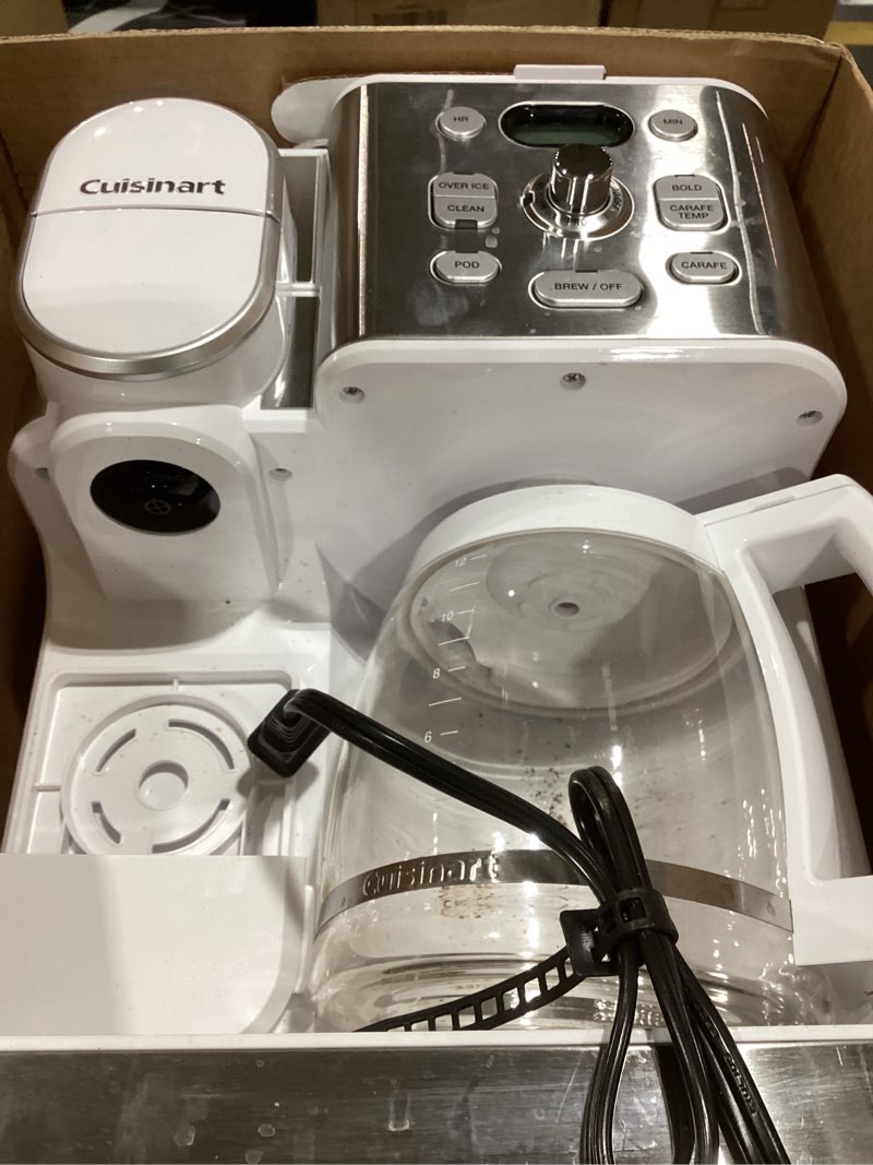 Condition photo showing As Is for Cuisinart 12-Cup Coffee Maker, Single-Serve Brewer Glass Carafe, Automatic Hot & Iced Coffee Machine, Brew Strength Control and Brew Pause, SS-16W, White