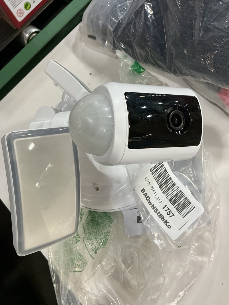 Condition photo showing As Is for Feit Electric SEC5000/CAM/WIFI Outdoor LED Smart Security Camera with Motion Sensor, 2-Way Audio, 5000 Lumens Floodlight, Works with Alexa and Google Asst, Alarm, Hardwired, Updated Version of SEC3000 5000K Daylight 1 Count (Pack of 1) 5000 Lumens (New)