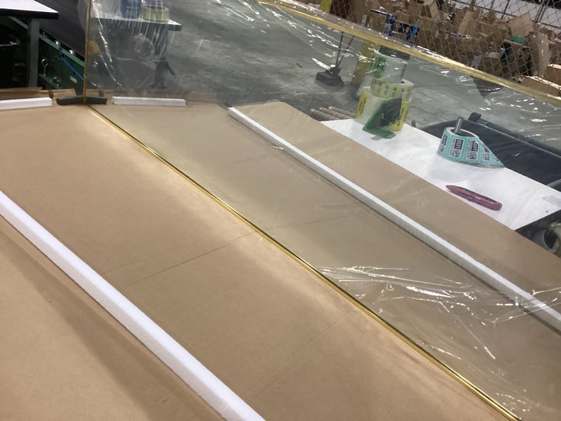 Condition photo showing New/Like New for full length mirror, 56"x16" arch floor mirror with stand, gold arched full body standing or leaning mirror for bedroom, living room 56"l x 16"w gold