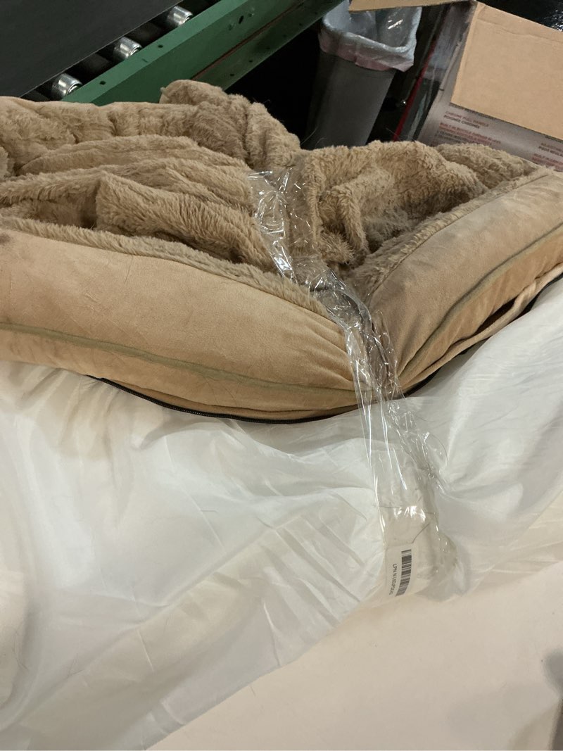 Condition photo showing As Is for FURTIME Orthopedic Dog Bed for Extra Large Dogs - XL Washable Dog Sofa Beds Large, Supportive Foam Pet Couch Bed with Removable Washable Cover, Waterproof Lining and Nonskid Bottom, Khaki 42.0''Lx32.0''Wx6.5''Th Khaki