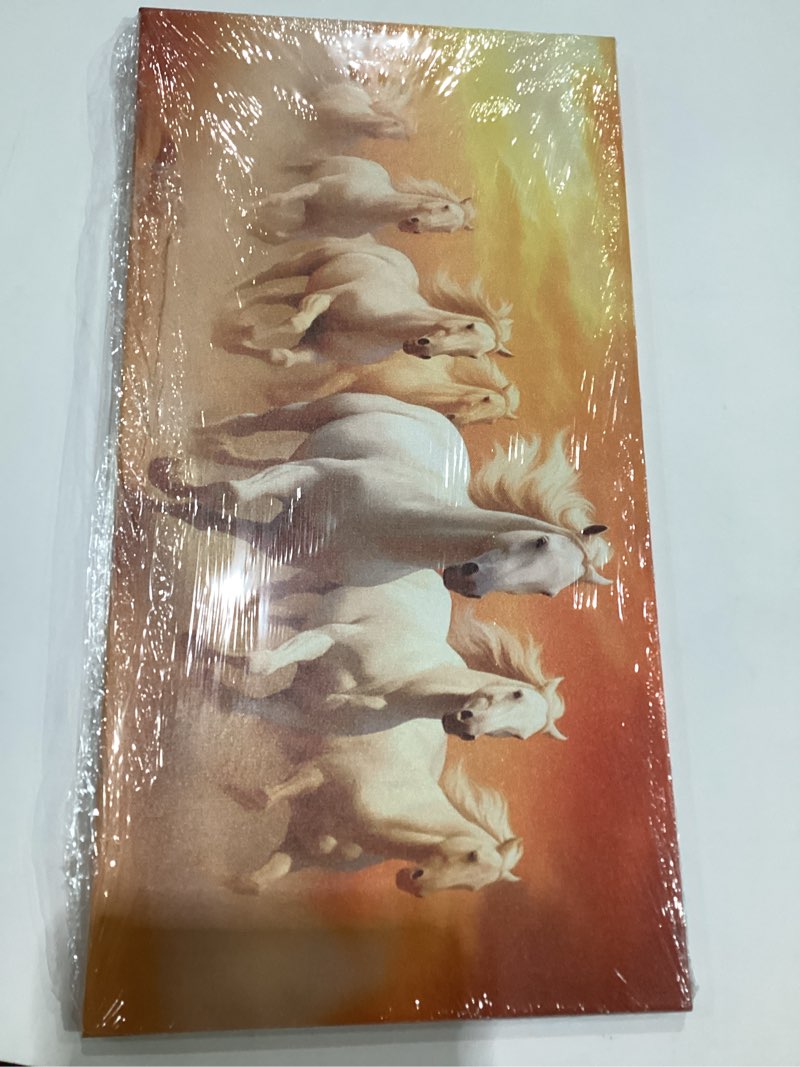 Condition photo showing New/Like New for Running Horse Canvas Wall Art, 7 Running Horses in the Desert Painting Picture Seven Lucky Horses Wild Animals Poster Print for Bedroom Living Room Decor(Artwork-04, 24"x12") Horse Art 04 24"L x 12"W