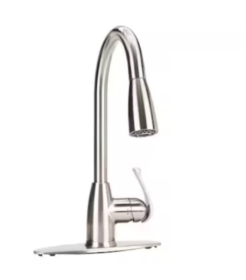 Project Source Tucker Stainless steel Single Handle Deck-mount Pull-down Kitchen Faucet with Sprayer (Includes Deck Plate)