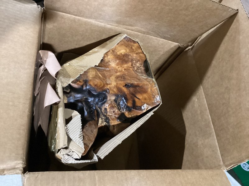 Condition photo showing Good Condition for WELLAND Natural Cedar Stump Stool, 14" End Table, Live Edge Side Table, Plant Stand, Small Nightstand, Mushroom Stool for Living Room, Bedroom, Patio, Garden