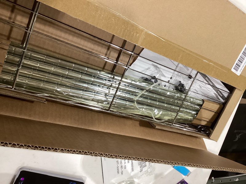 Condition photo showing Good Condition for IZEUK 2 Tier Adjustable Metal Storage Shelving Unit, Heavy Duty Wire Rack Organizer for Kitchen, Living Room or Office, 220 lbs Capacity, 27.6 W x 11.8 D x 23.4 H, Chrome 2 Tier, 11.8" D x 27.6" W x 23.4" H Chrome