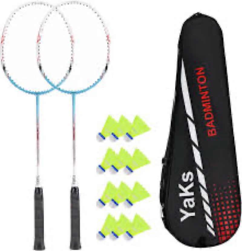 yaks 3u professional carbon fiber badminton racket set - 2 rackets includes 12 shuttlecocks & carry 