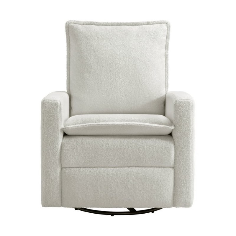 soho baby coventry upholstered glider recliner rocking chair 360° swivel for nursery and living room – boucle white?