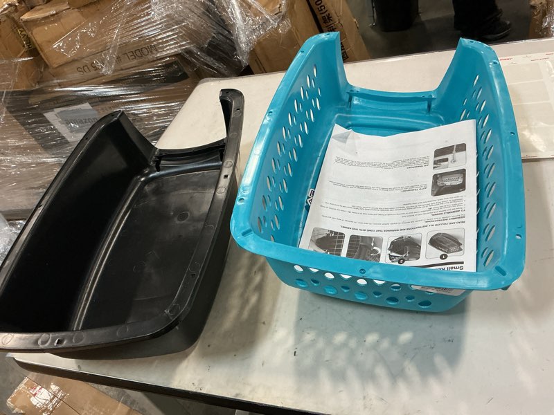 Condition photo showing As Is for Petmate Pet Porter Fashion Dog Kennel 19", Scuba Blue, for Pets up to 10lbs, Made in USA 19.0"L x 12.5"W x 10.0"H Bright Blue