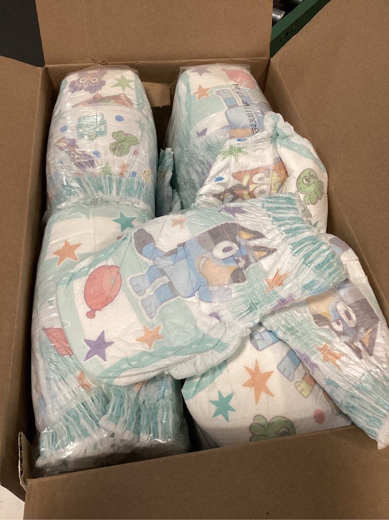 Condition photo showing As Is for Pampers Training Pants - Easy Ups Boys & Girls Bluey - Size 3T-4T, 124 Count, Children's Potty Underwear (Packaging May Vary) 3T-4T 124