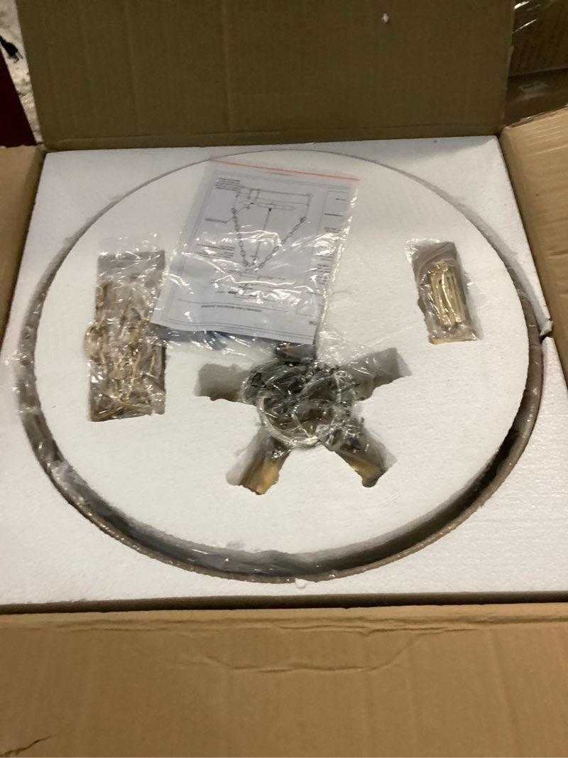 Condition photo showing Good Condition for 20” Boho Hand Woven Rattan Pendant Light Brass Adjustable Modern Contemporary Coastal Chandelier for Dining Living Room Kitchen Bedroom, UL Listed