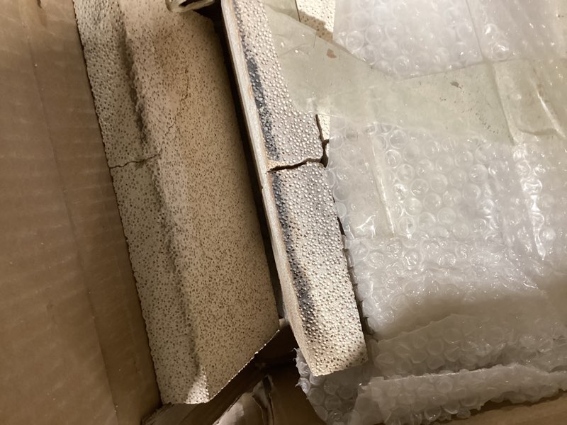 Condition photo showing As Is for Fire Bricks, WoodStove Firebricks, 2400F Light Weight High Temperature Insulated Brick Replacement for Wood Stoves,Fireplaces, Kiln and Forging Ovens, Size 9" X 4-1/2" X 1-1/4", 12 Pieces, White Color