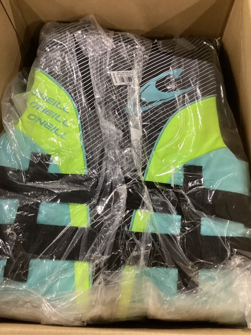 Condition photo showing New/Like New for O'Neill Women's SuperLite USCG Life Vest Black/Turquoise/Lime:Turquoise Small Vest