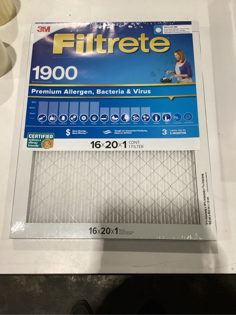  3M Filtrete 1900 Premium Allergen, Bacteria & Virus air filter 16 x 20 x 1