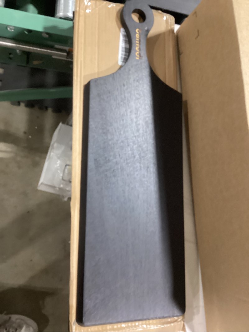 Condition photo showing Good Condition for bamodi | extra long acacia wood cutting board with round handle - versatile charcuterie and cheese board - durable wooden chopping board - elegant black design for modern kitchens - 23.6''l x 8''w
