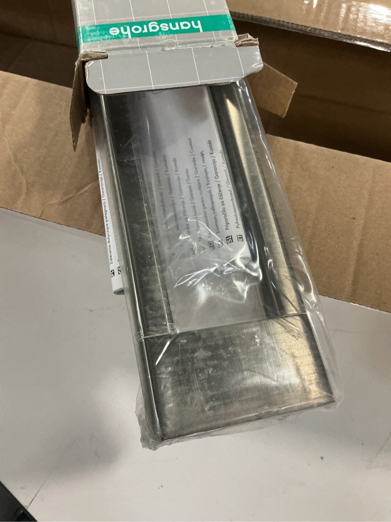 Condition photo showing New/Like New for hansgrohe AddStoris Towel Holder Twin-Handle in Brushed Black Chrome 1-inch Accessories in Brushed Black Chrome, 41770340 Twin Handle Towel Holder Brushed Black Chrome (color listed differs from stock photo)