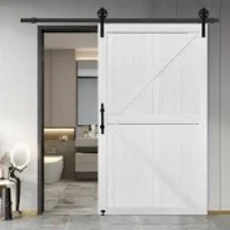 mdf barn door easy assembly -solid slab covered with water-proof pvc surface with hardware kit
