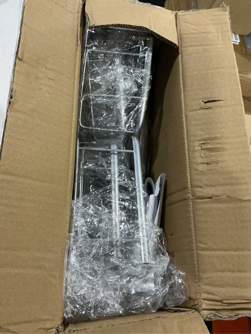 Condition photo showing Good Condition for corner shower caddy tension pole: stainless steel rustproof 4-tier shower organizer - 47-121 inch adjustable bathroom shelves for bathtub shampoo storage - tension rod floor standing bath rack a style-silver