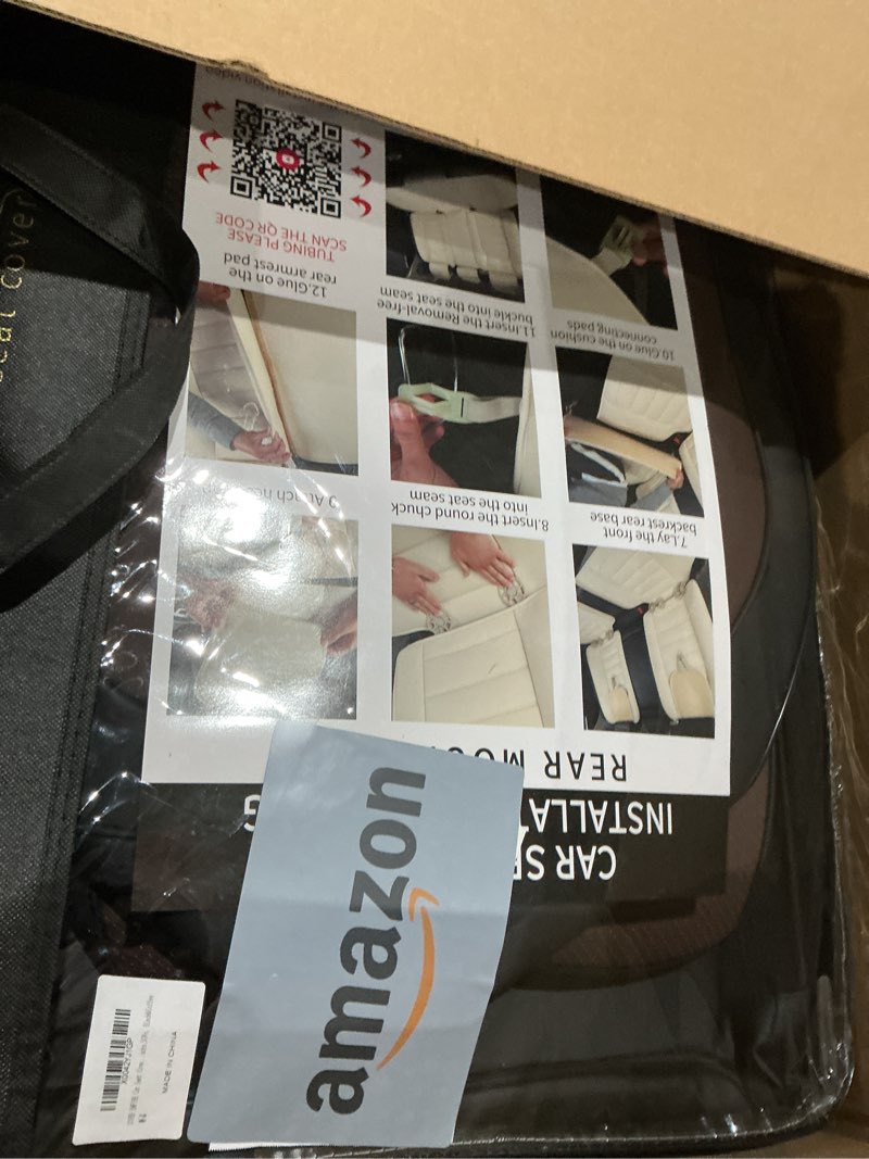 Condition photo showing Good Condition for car seat covers full set, 5 seats universal leather seat covers for cars, waterproof front and rear seat cover, breathable automotive seat cover for most sedans, trucks, suvs, black&brown fullset black&brown
