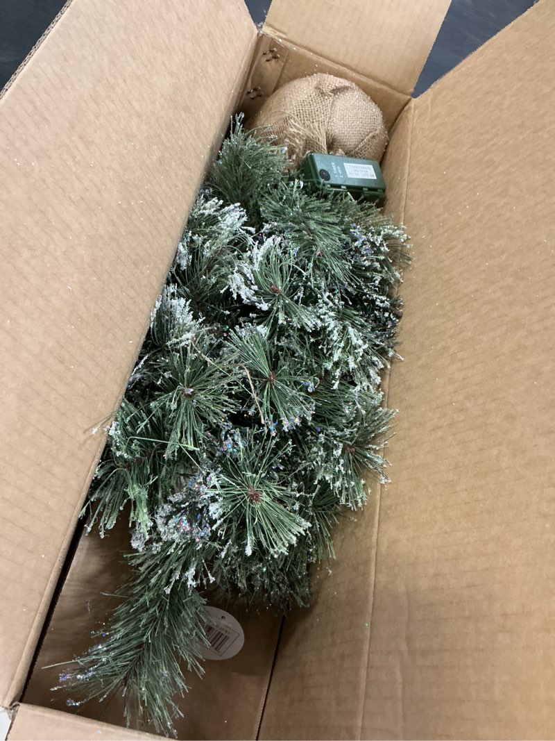 Condition photo showing Good Condition for National Tree Company Pre-lit Artificial Mini Christmas Tree | Includes Small LED Lights, White Tipped, Glitter Branches Cones and Cloth Bag Base | Glittery Bristle Pine-2, 2 Foot, Green