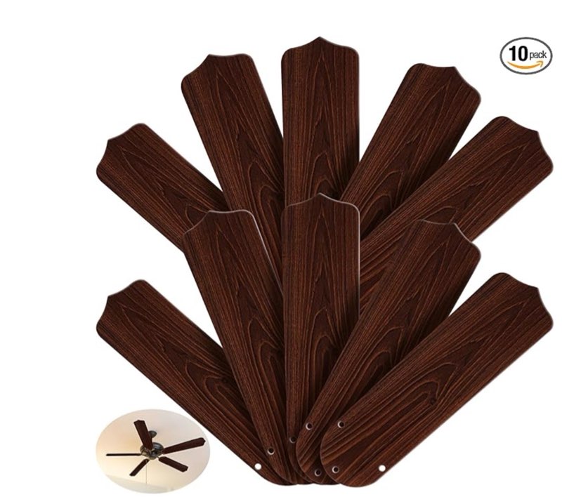 similar to lineshading 10 pack 16 1/2" replacement fan blades for 42" ceiling fan waterproof weatherproof blades replacement for broken substitution replacing indoor summer(wood color)