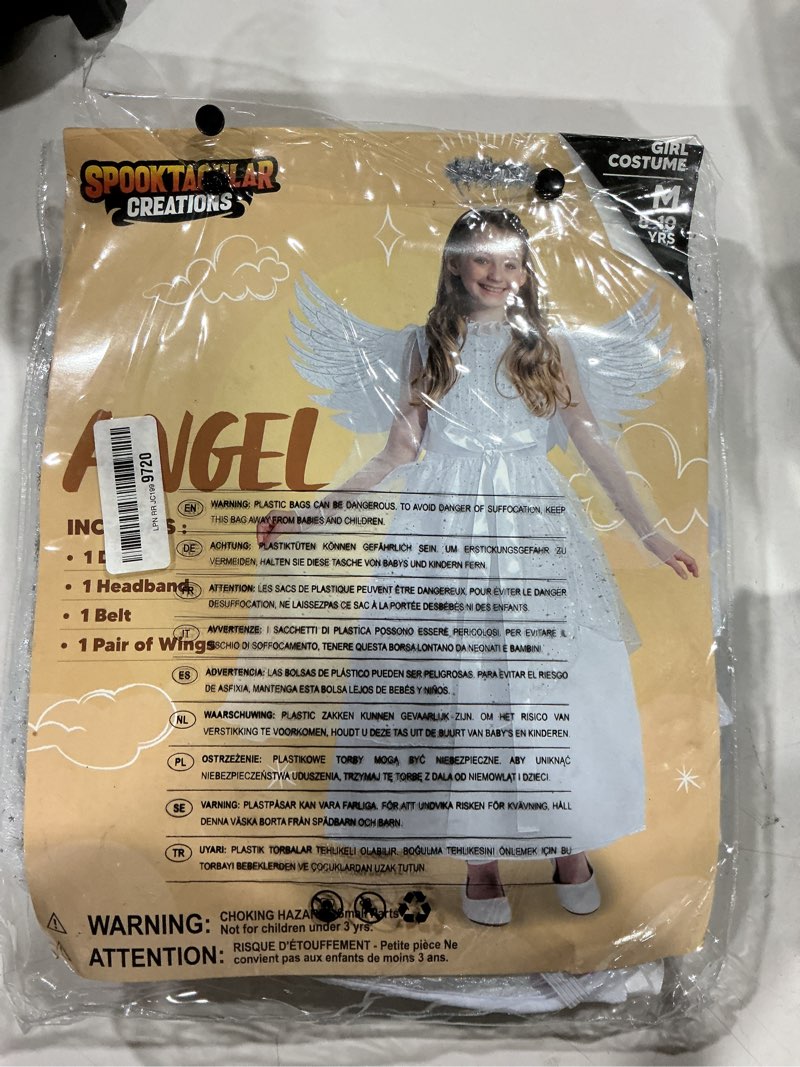 Condition photo showing Good Condition for spooktacular creations halloween angel costume girls, kids princess dress toddlers tulle angel set with accessories white medium(8-10 yrs)