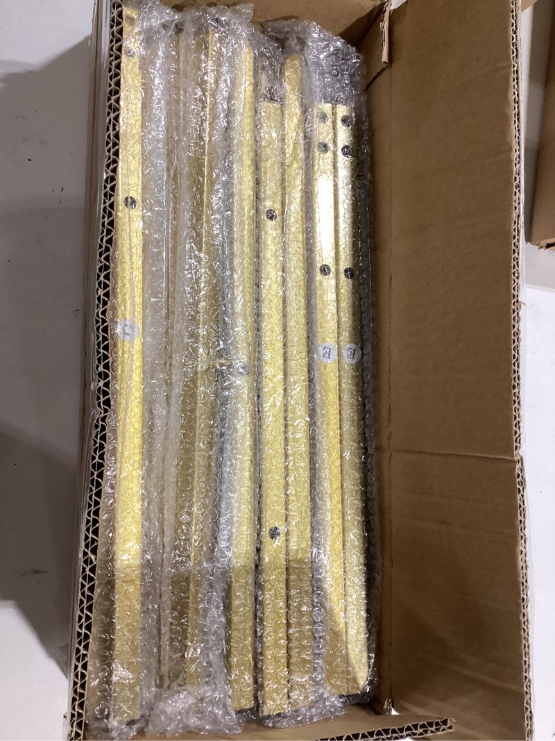 Condition photo showing Good Condition for 2 pack gold easel stand for wedding sign, heavy duty metal display easel with adjustable chain, 4-tier height adjustable art easel for painting, posters, pictures & commercial display