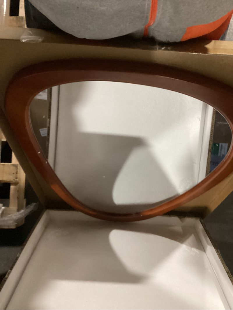 Condition photo showing New/Like New for cool2day irregular mirror,asymmetrical wood wall frame mirror,abstract assymetrical decorative mirror,black odd shaped mid century mirrors for living room bedroom entryway bathroom home decor black 44"l x 34"w