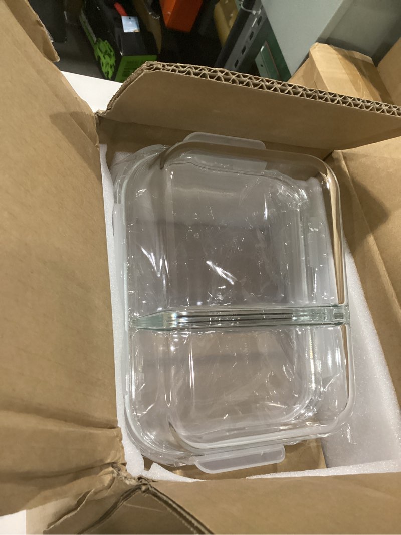 Condition photo showing New/Like New for Prep Naturals 36oz Glass Meal Prep Containers - Airtight Glass Food Storage Containers with Lids - Dishwasher, Microwave & Oven Safe Meal Prep Bowls - Pack of 5, 36 Oz, 2-Compartment, Clear 2 Compartment 5 Pack - 36oz