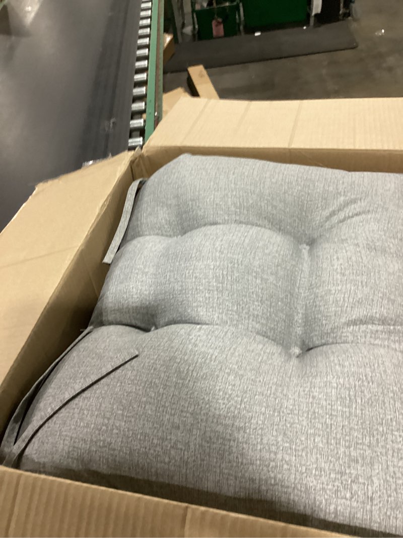 Condition photo showing New/Like New for greendale home fashions outdoor 44x22-inch high back chair cushions (set of 2), cement cement set of 2