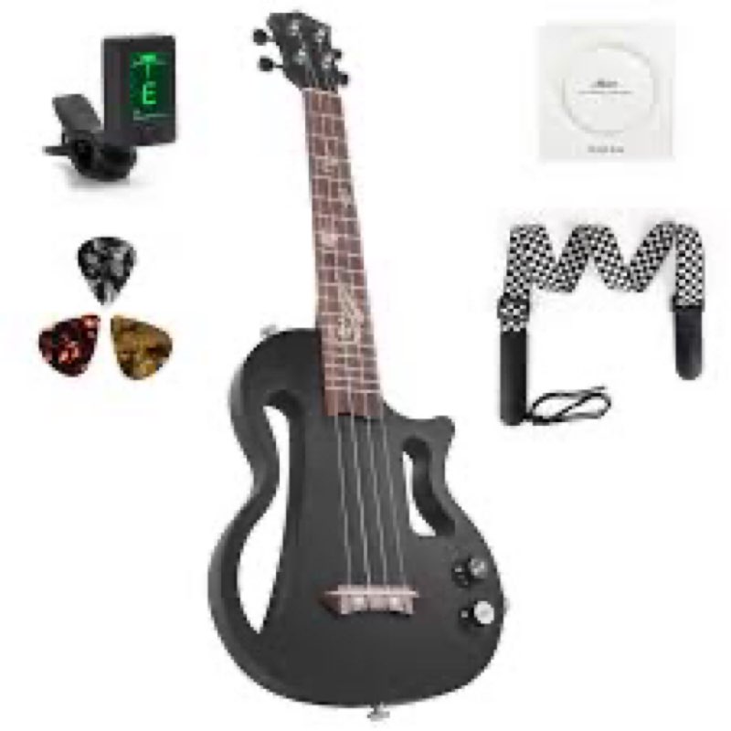 Silent Ukulele, Lotkey 26 Inch Okoume Body Electric Ukulele for Practice or Performances with AMP Ou