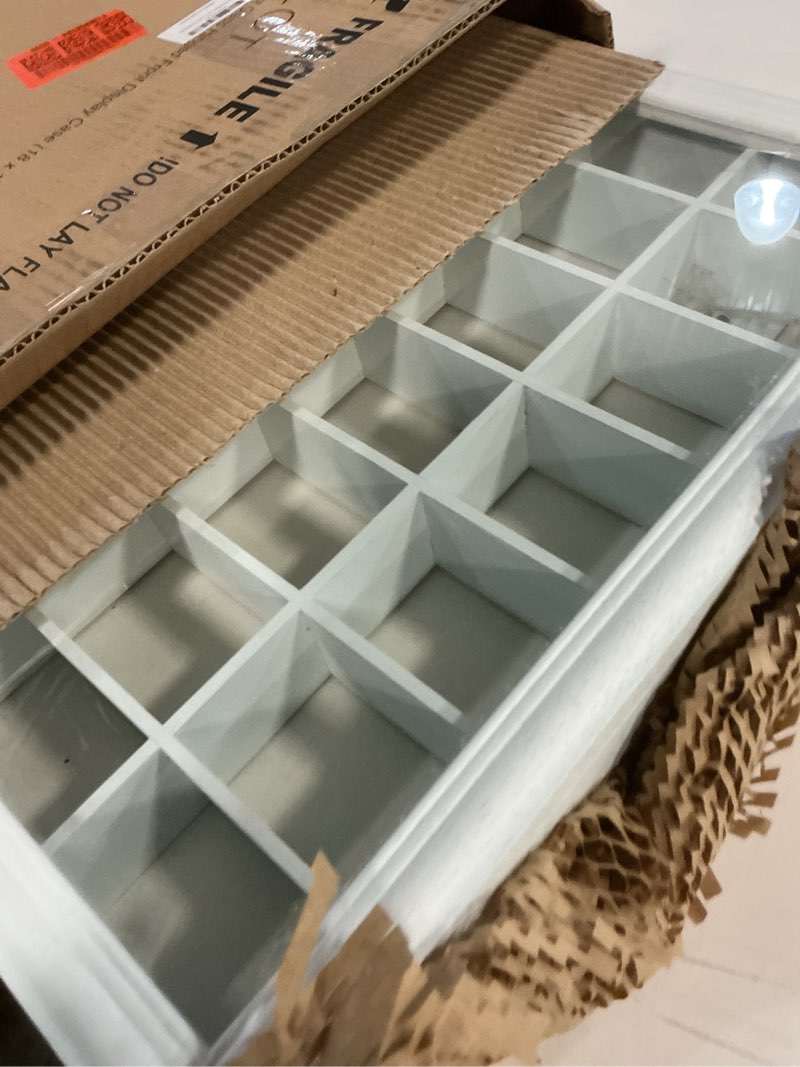 Condition photo showing Good Condition for ILOT Shot Glass Display Cabinet Solid Wood - Large Display Case for Collectibles | Man Cave Accessories | UV Protection Acrylic Door | Wall Mounted Black Shadow Box | 28 Divided Slots | 18" x 16" 18 x 16