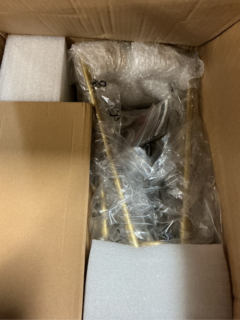 Condition photo showing New/Like New for 36" gold dining room light fixture, no assembly required 6-lights kitchen chandelier for dining room with white fabric shade, chandelier ceiling light fixture for kitchen island bulb not included gold+white shade (no assembly required) 36-inch