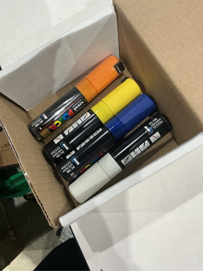 Condition photo showing As Is for posca paint markers set of 15; complete color range of 7m broad bullet markers with reversible tips marker set of acrylic paint pens pens for art supplies; fabric paint