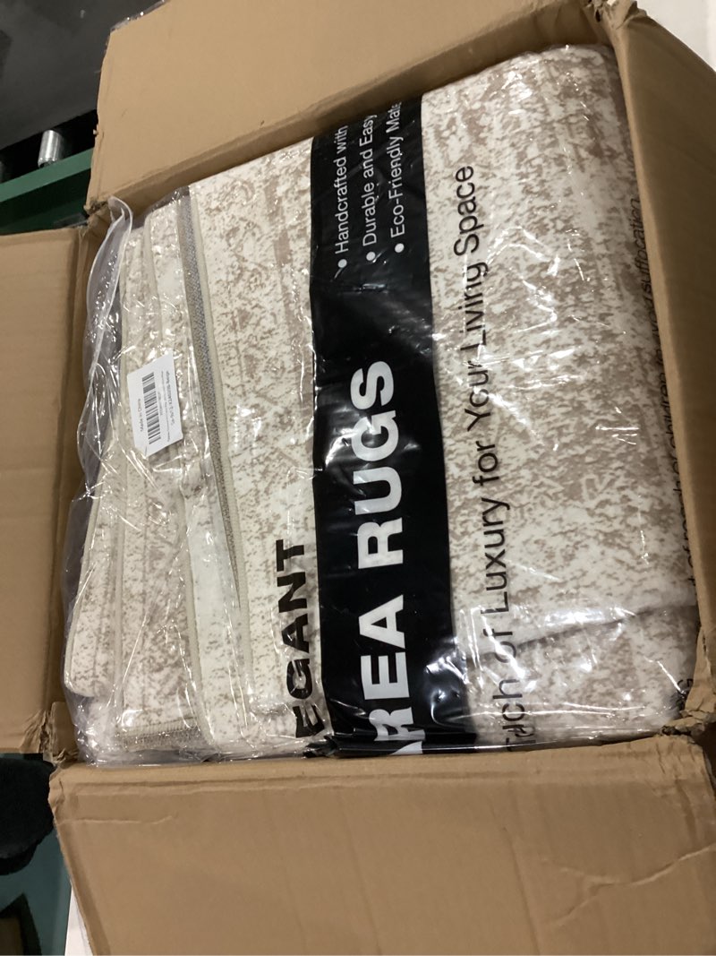 Condition photo showing Good Condition for 9x12 Area Rugs for Living Room, Non Slip Machine Washable Vintage Rugs, Low Pile Lightweight Large Rug for Bedroom, Dining Room, Home Office Beige Beige 9' x 12' (Rectangular)